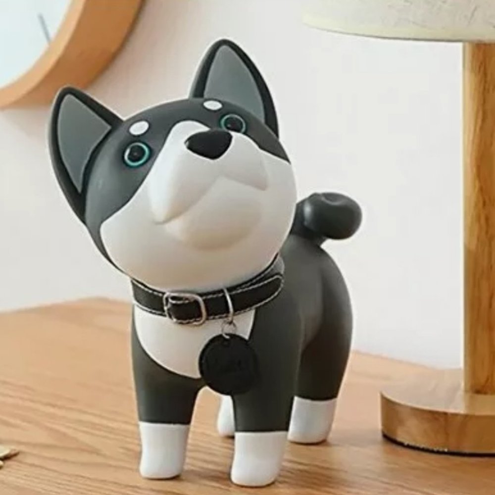 Piggy Bank Hard plastic Husky Dog Puppy style